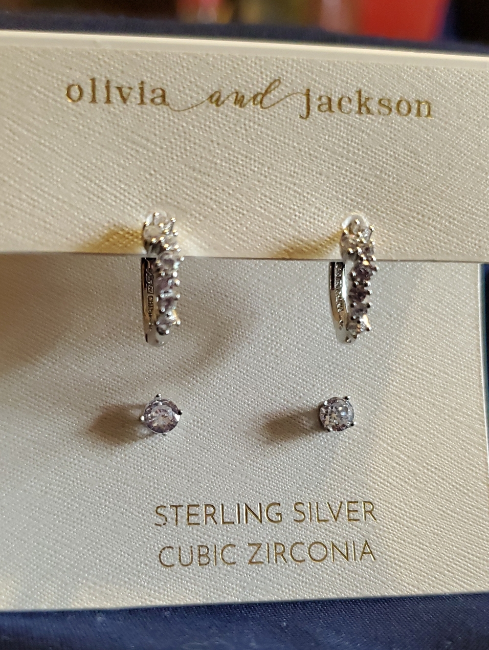 Olivia and Jackson Sterling Silver Cubic Zirconia Earring Set - Silver